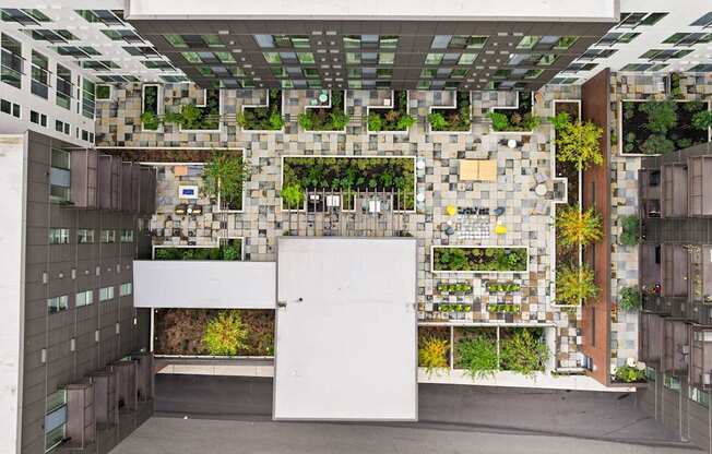 A green wall with plants on it.