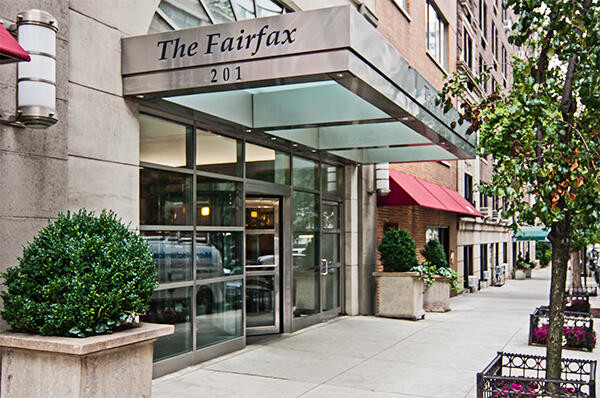 Exterior of The Fairfax rental apartments located at 201 E 69th St  near 6 and Q trains 