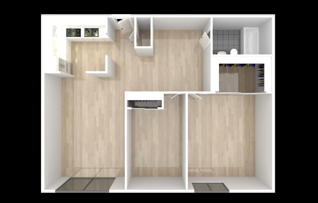 2 beds, 1 bath, 843 sqft, $1,650, Unit 5-5D