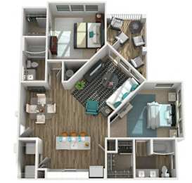 2 beds, 2 baths, 1,217 sqft, $1,592