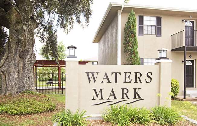 Monument sign at Waters Mark Apartment Homes, Gulfport