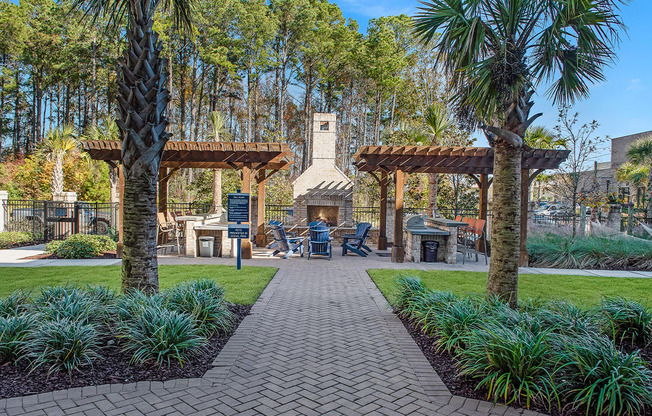 Outdoor Firepit and Grill Area at Central Island Square, Daniel Island