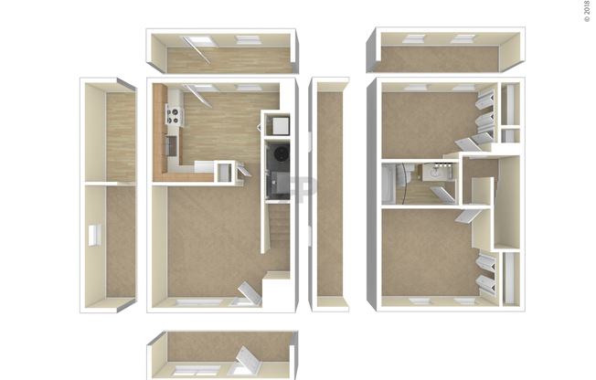 2 beds, 1 bath, 896 sqft, $1,396