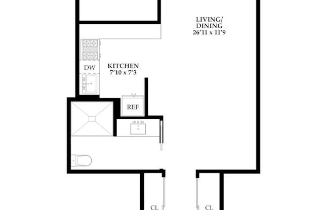 1 bed, 1 bath, 649 sqft, $4,350, Unit 14M