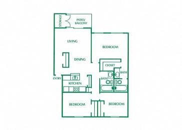 3 beds, 2 baths, 1,193 sqft, $1,325