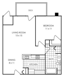1 bed, 1 bath, 679 sqft, $1,495
