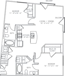 2 beds, 2 baths, 1,083 sqft, $2,591