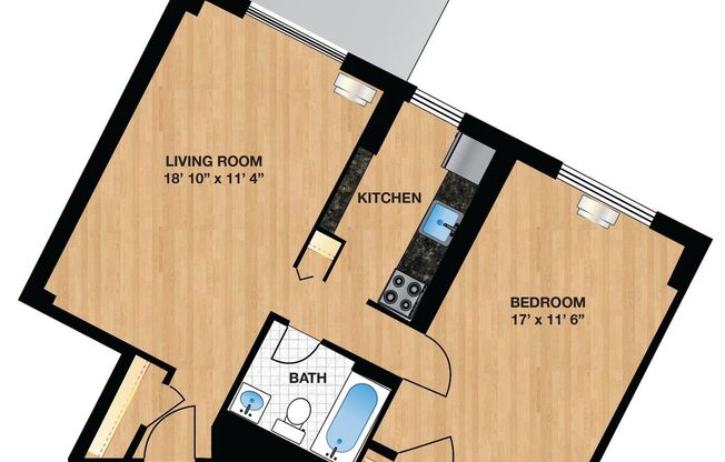 1 bed, 1 bath, 592 sqft, $1,995, Unit 0317