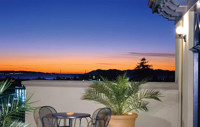 Catch beautiful sunsets and views of the Bay Bridge from the Bachenheimer Apartments rooftop lounge