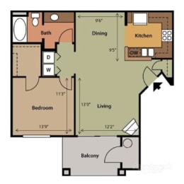 1 bed, 1 bath, 726 sqft, $1,494