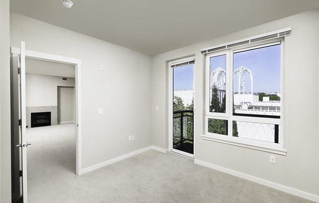 Vacant penthouse apartment home bedroom at Axis, Seattle, 98109