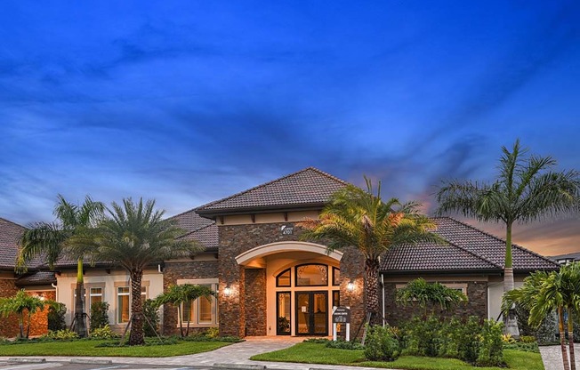 Clubhouse Twilight View at The Oasis at Cypress Woods, Florida