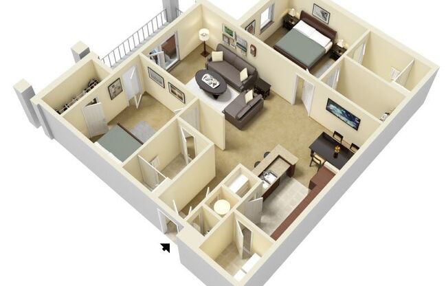 2 beds, 2 baths, 1,116 sqft, $1,204
