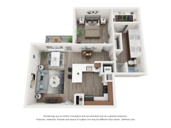 1 bed, 1 bath, 847 sqft, $1,607