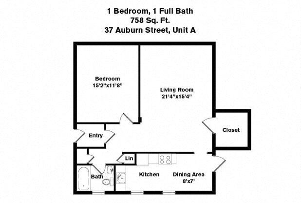 1 bed, 1 bath, 758 sqft, $3,060