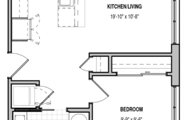 1 bed, 1 bath, 561 sqft, $1,829, Unit 302