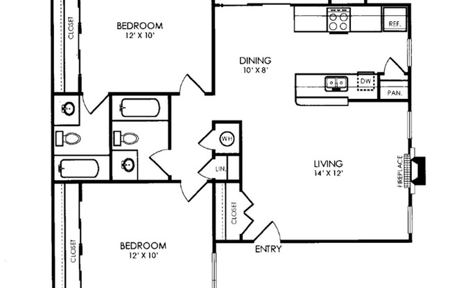 2 beds, 2 baths, 840 sqft, $1,199, Unit 1322