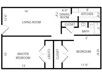 2 beds, 1 bath, 850 sqft, $1,550
