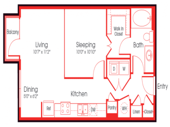 1 bed, 1 bath, 607 sqft, $1,897