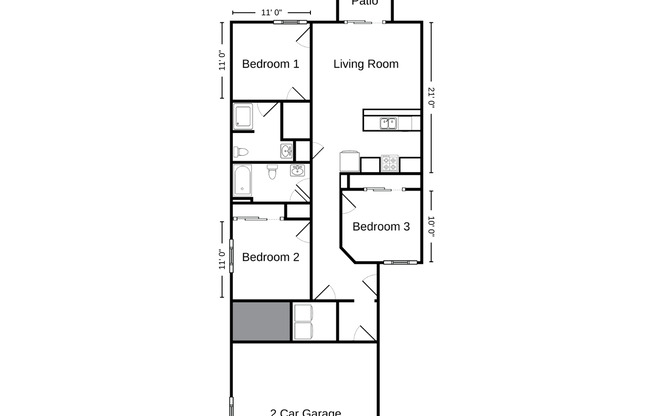 3 beds, 2 baths, 1,244 sqft, $1,880, Unit SH 1130-106