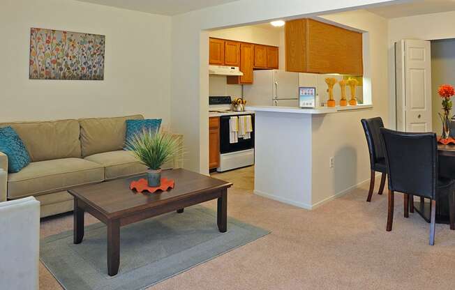 Living Room, Kitchen and Dining Area at LakePointe Apartments, Ohio, 45103