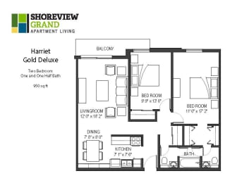 2 beds, 1 bath, 950 sqft, $1,635