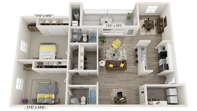 2 beds, 2 baths, 1,240 sqft, $1,730