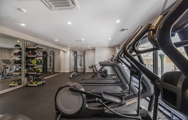 Gym with cardio equipment l Rasa Apartments in Oakland CA