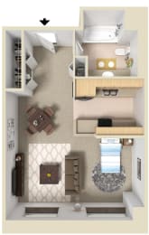 Studio, 1 bath, 507 sqft, $1,760