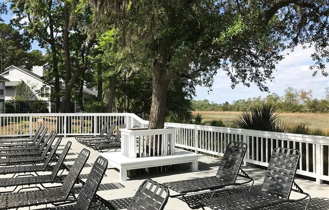 Deck at West Wind Landing, Savannah, Georgia.