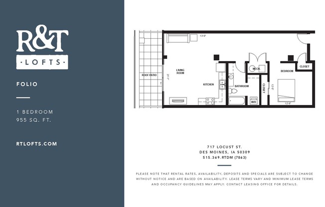 1 bed, 1 bath, 955 sqft, $1,200