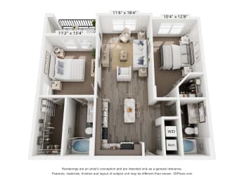2 beds, 2 baths, 1,006 sqft, $1,905