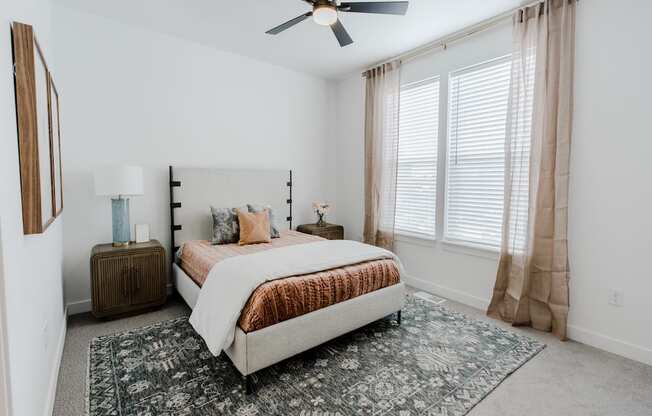 The Hudson Townhomes Salt Lake City Utah Spacious Main Bedroom with Ceiling Fan