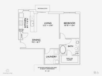 1 bed, 1 bath, 866 sqft, $1,468