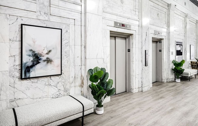Elevators at Orpheum Tower Apartments in Omaha, NE