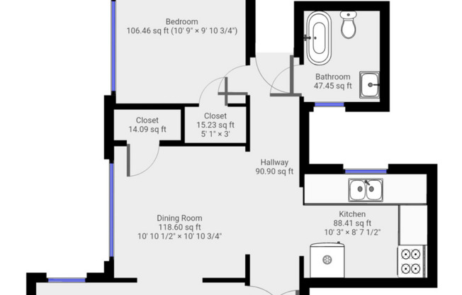 1 bed, 1 bath, 610 sqft, $1,750, Unit 309