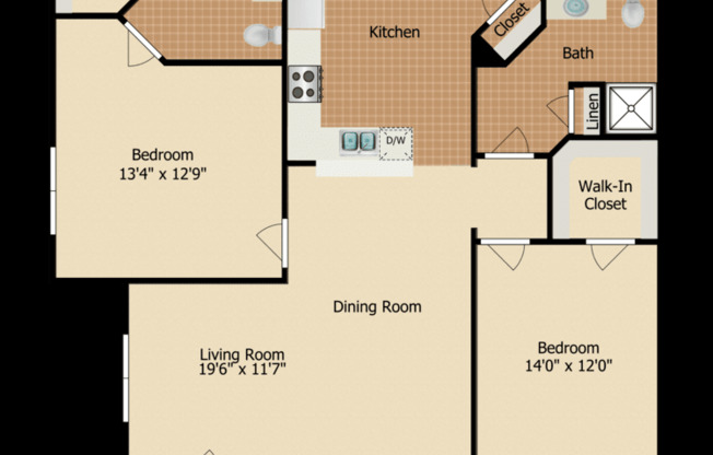 2 beds, 2 baths, 1,240 sqft, $2,914