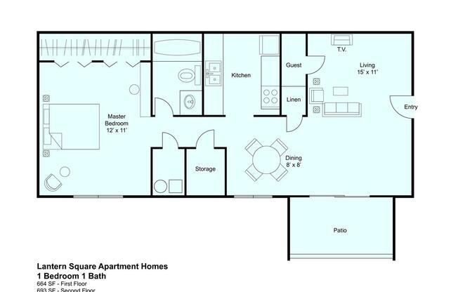 1 bed, 1 bath, 672 sqft, $695, Unit 1143-01