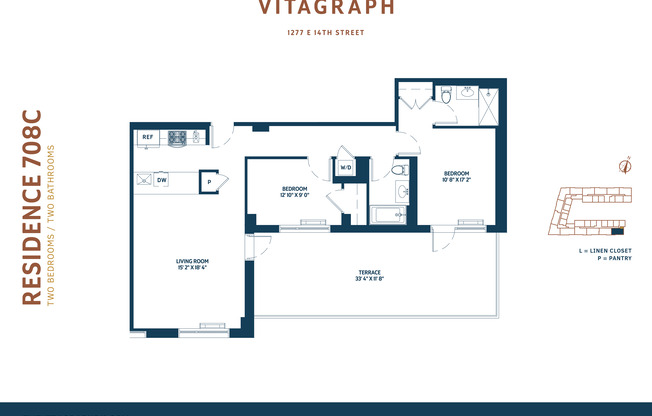 2 beds, 2 baths, 1,088 sqft, $4,650, Unit 708C