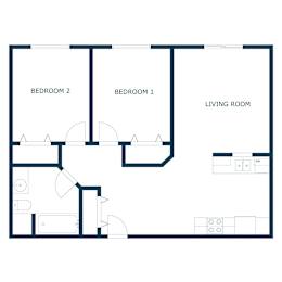 2 beds, 1 bath, $784