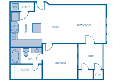 1 bed, 1 bath, 702 sqft, $1,708