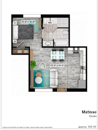 Studio, 1 bath, 555 sqft, $1,166