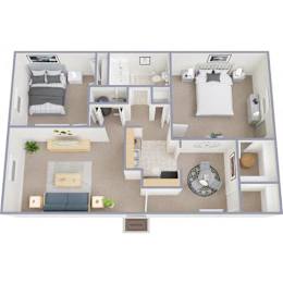 2 beds, 1 bath, 878 sqft, $1,060
