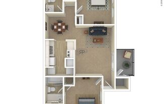 2 beds, 2 baths, 886 sqft, $1,082