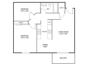 2 beds, 1 bath, 800 sqft, $1,620