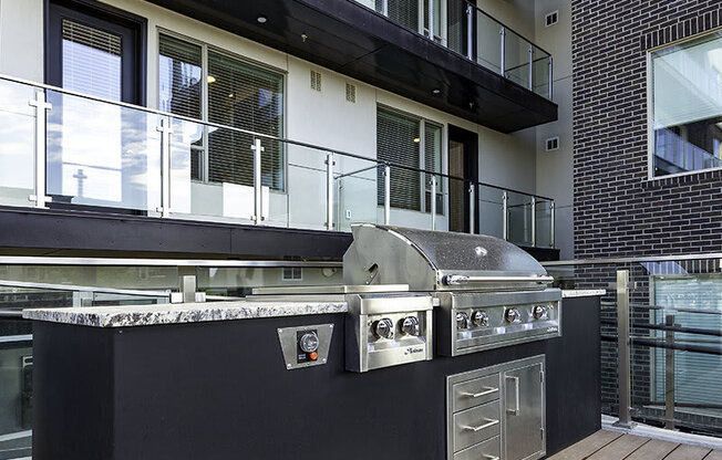 an outdoor grill at Lotus Republic Apartments for rent in Downtown Salt Lake City, Utah