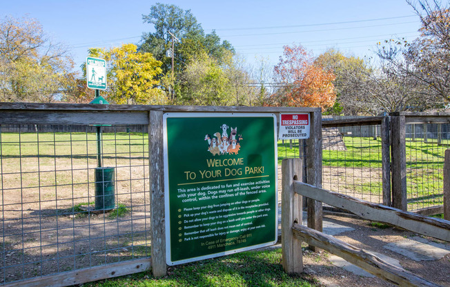 Dog Park at Stony Creek Apartments in Austin Texas