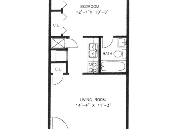 1 bed, 1 bath, 410 sqft, $1,098, Unit 03