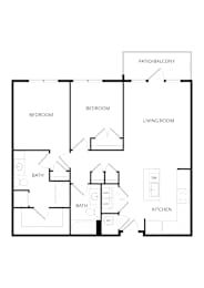 2 beds, 2 baths, 1,061 sqft, $2,169