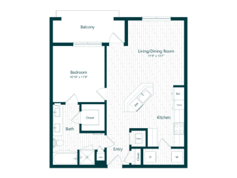 1 bed, 1 bath, 804 sqft, $1,860